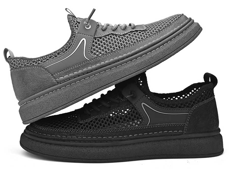 Men's hollow mesh stitch accents shoe sneakers